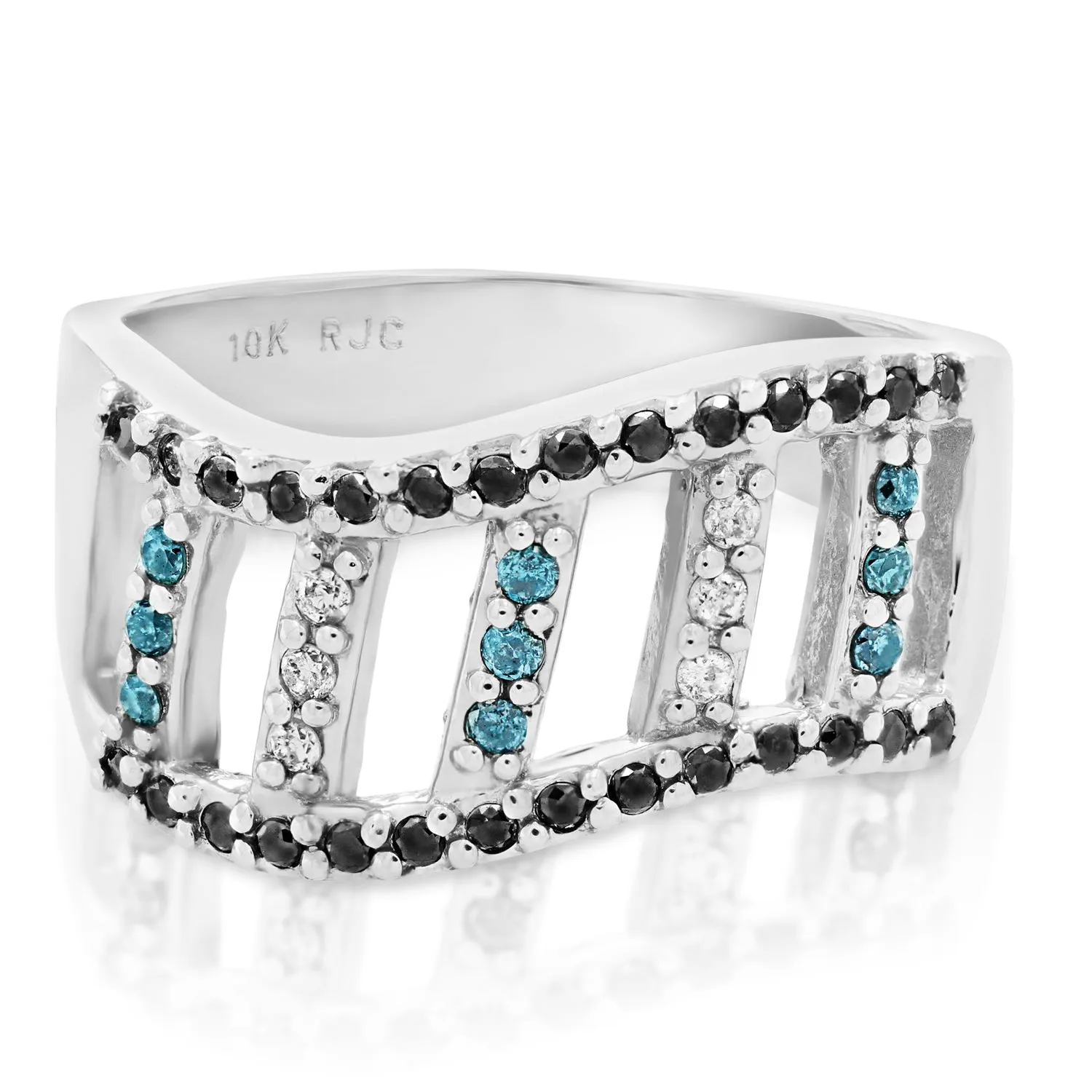 0.35 cttw Black Diamond Multi Fashion Band in 10K White Gold