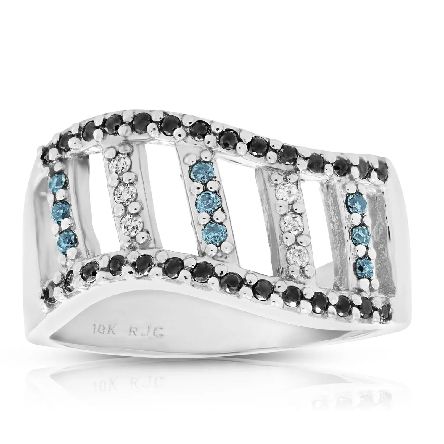 0.35 cttw Black Diamond Multi Fashion Band in 10K White Gold