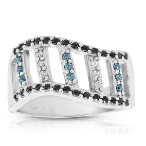 0.35 cttw Black Diamond Multi Fashion Band in 10K White Gold
