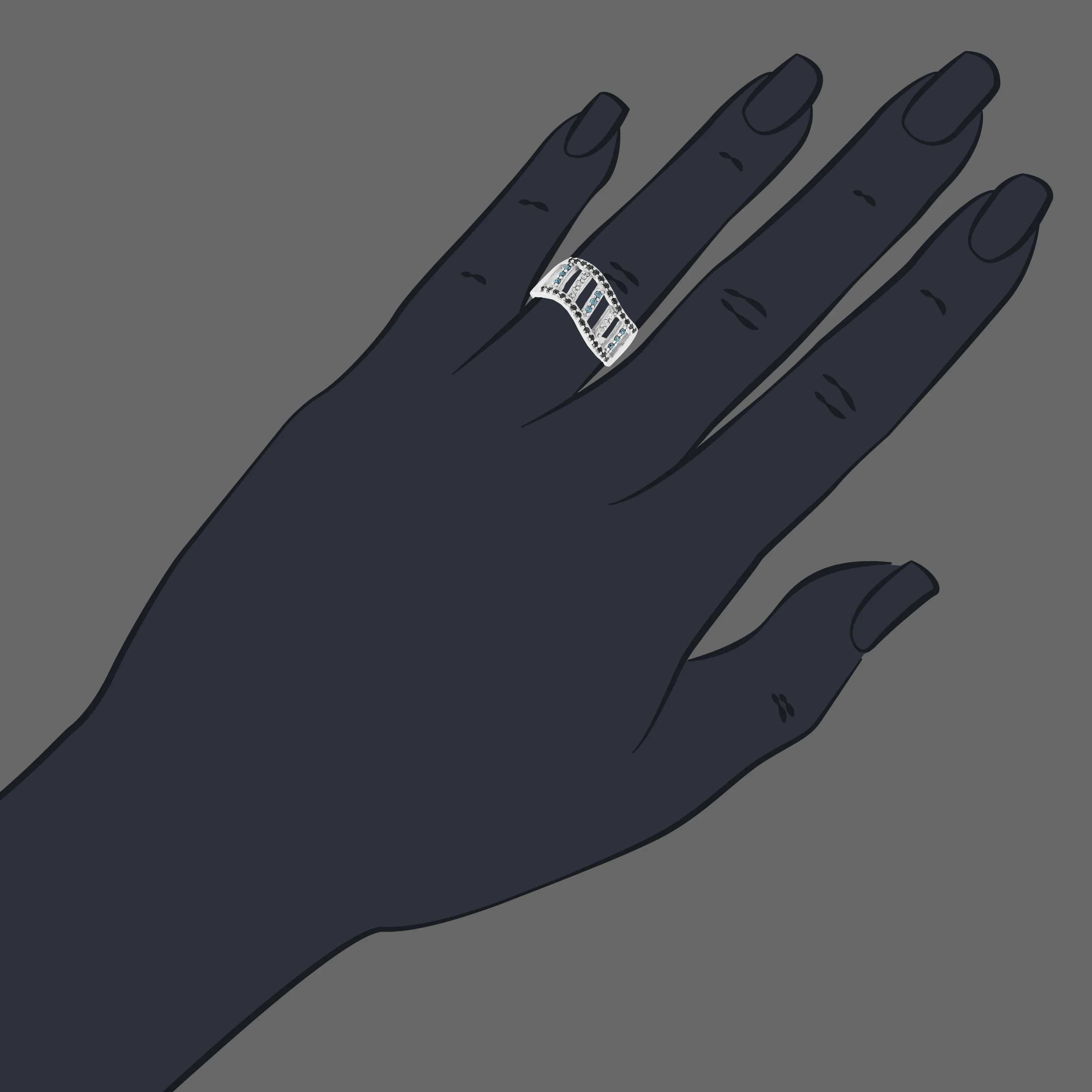 0.35 cttw Black Diamond Multi Fashion Band in 10K White Gold