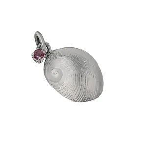 10 October "Birthshell" Sterling Silver Charm: The Baby’s Ear with Pink Tourmaline