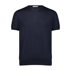 100% Cashmere Crew Neck T-shirt - Midnight Blue