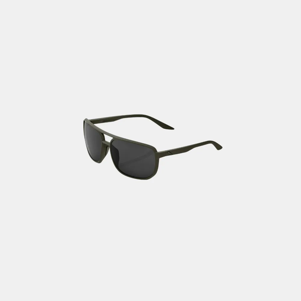 100% Konnor Sunglasses - Soft Tact Black Army Green (Smoke Lens)