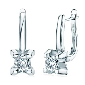 1.0CTW. Round Cut D Color Moissanite Hoop Earrings
