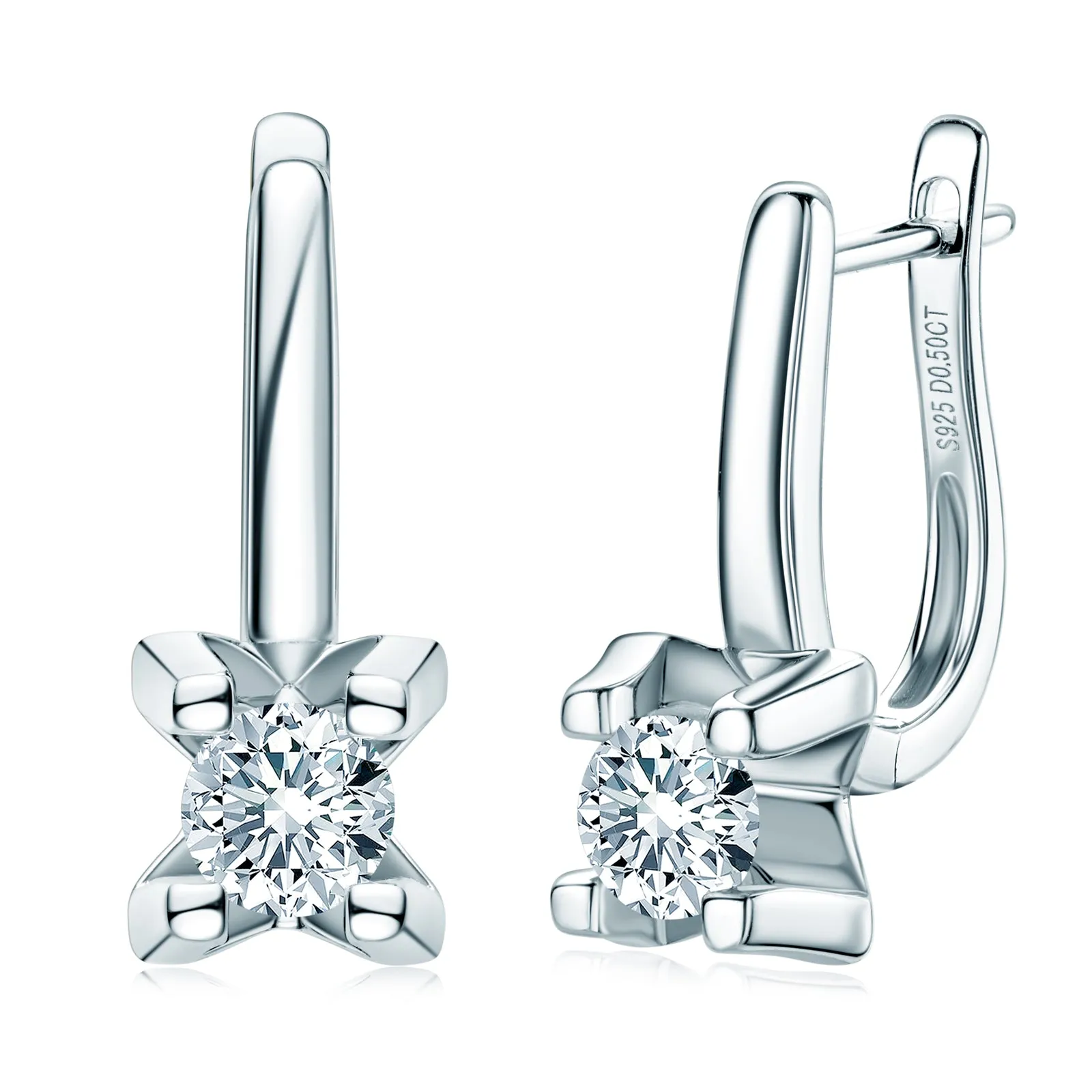 1.0CTW. Round Cut D Color Moissanite Hoop Earrings