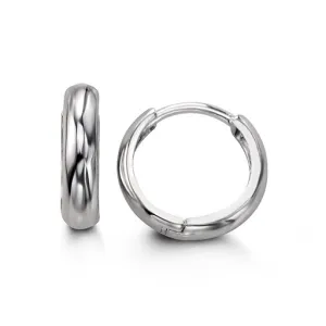 10K (White, Yellow) Gold (12mm) High Polished Huggie Earrings