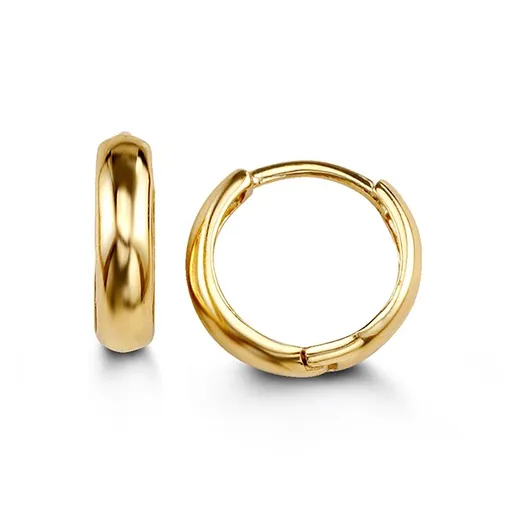 10K (White, Yellow) Gold (12mm) High Polished Huggie Earrings