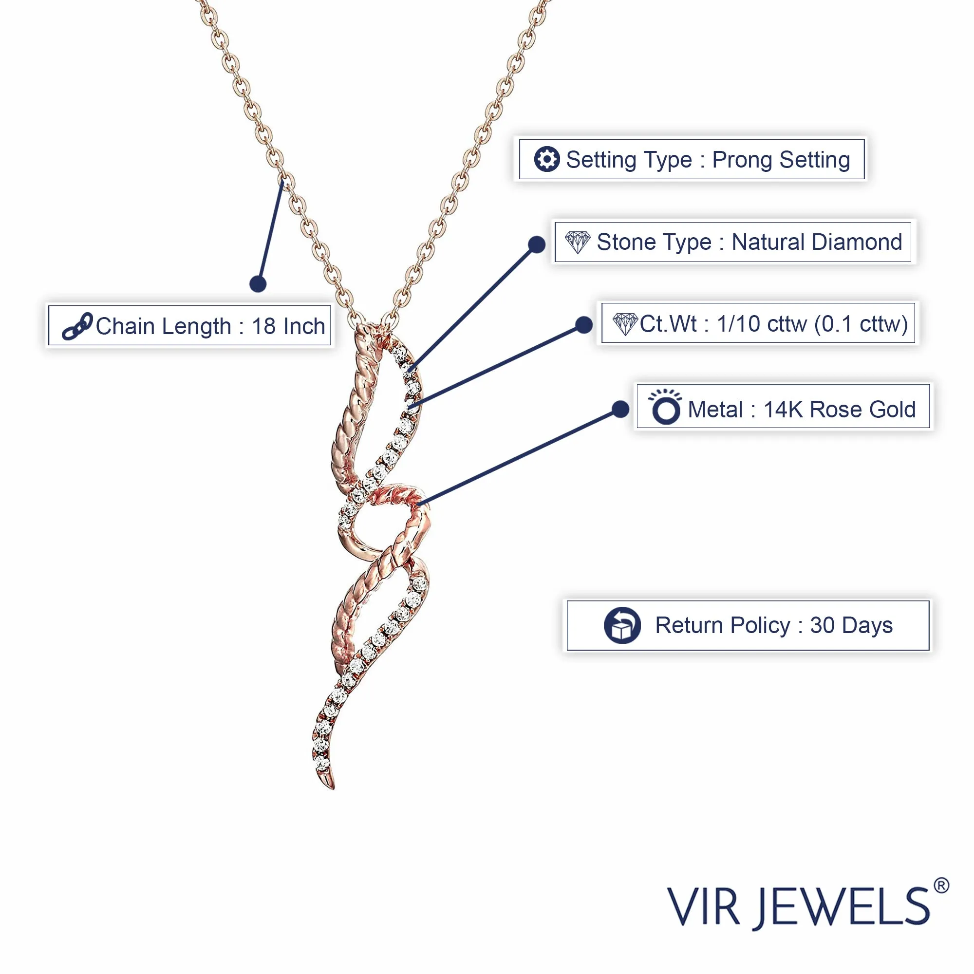 1/10 cttw Diamond Infinity Loop Pendant Necklace in 14K Gold