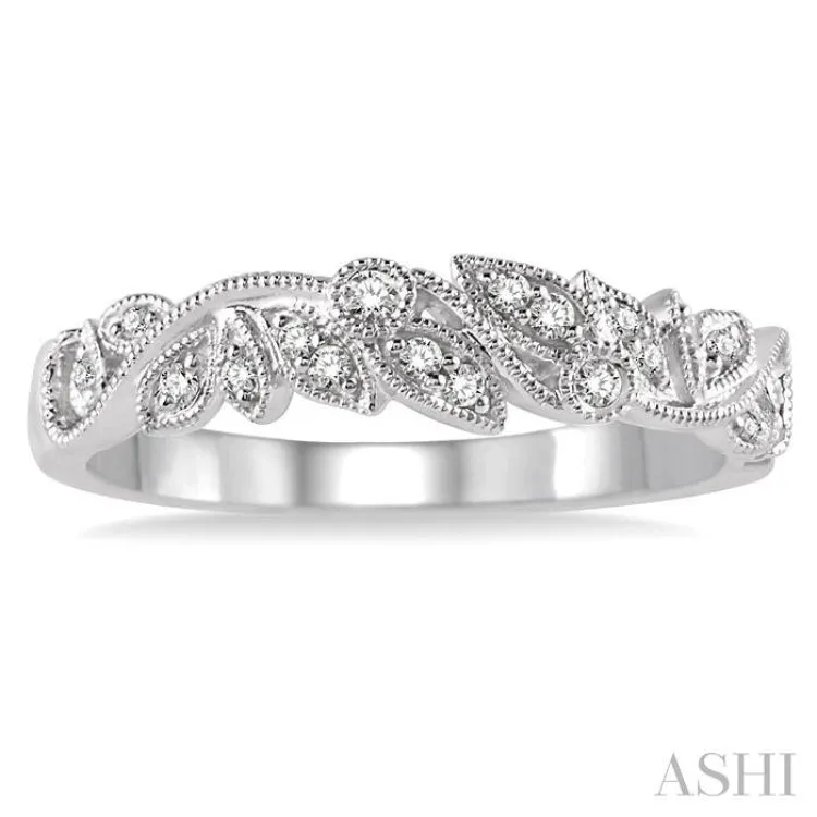 1/10 ctw Round Cut Diamond Wedding Band in 14K White Gold