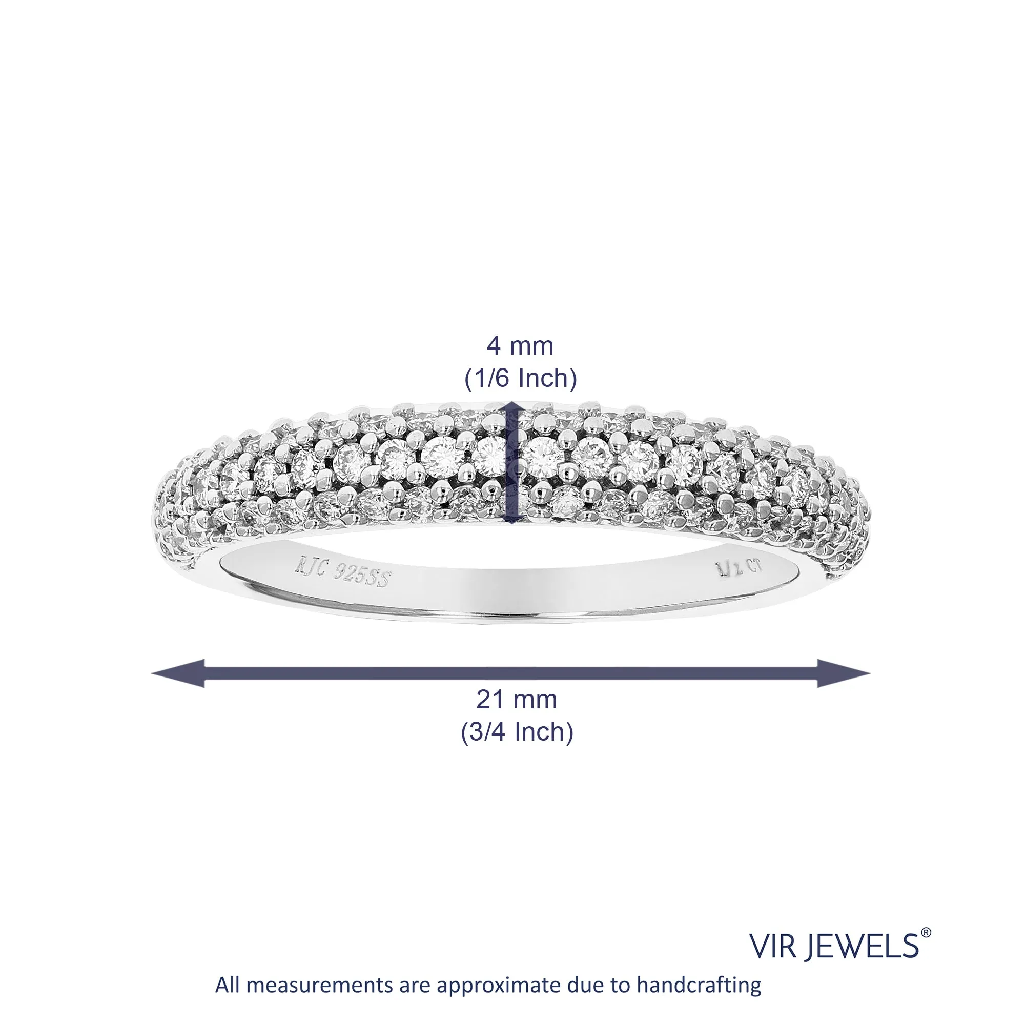 1/2 cttw Lab Grown Diamond Fashion Wedding Band Sterling Silver