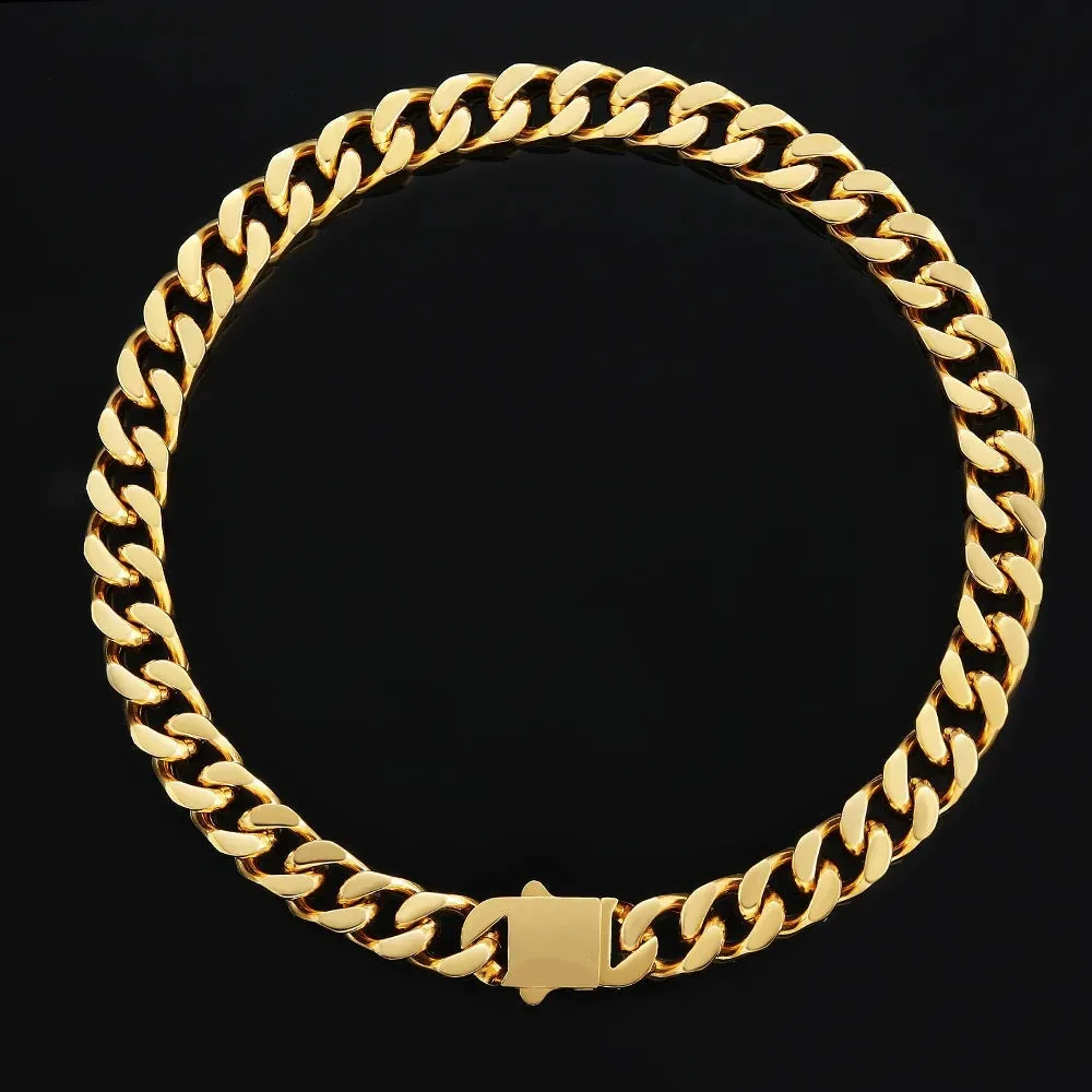 12mm Curb Cuban Link Chain in 18K Gold