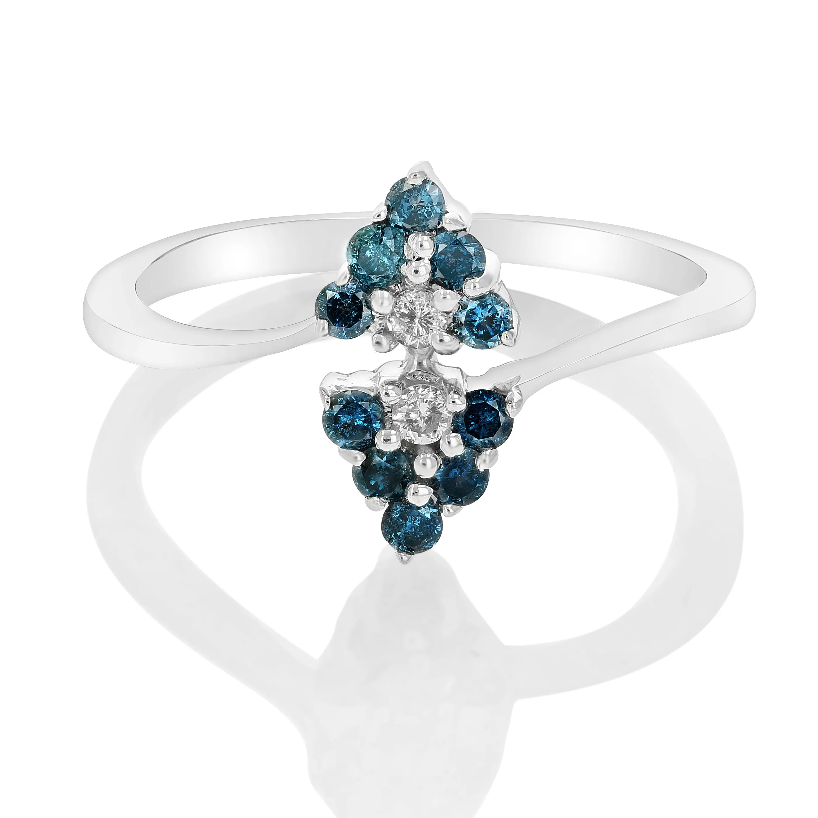 1/3 cttw Blue and White Diamond Fashion Ring in 10K White Gold
