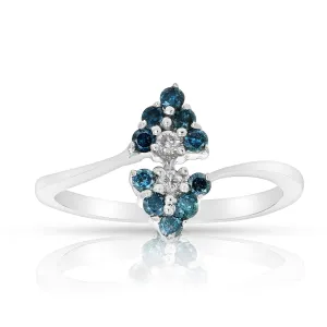 1/3 cttw Blue and White Diamond Fashion Ring in 10K White Gold