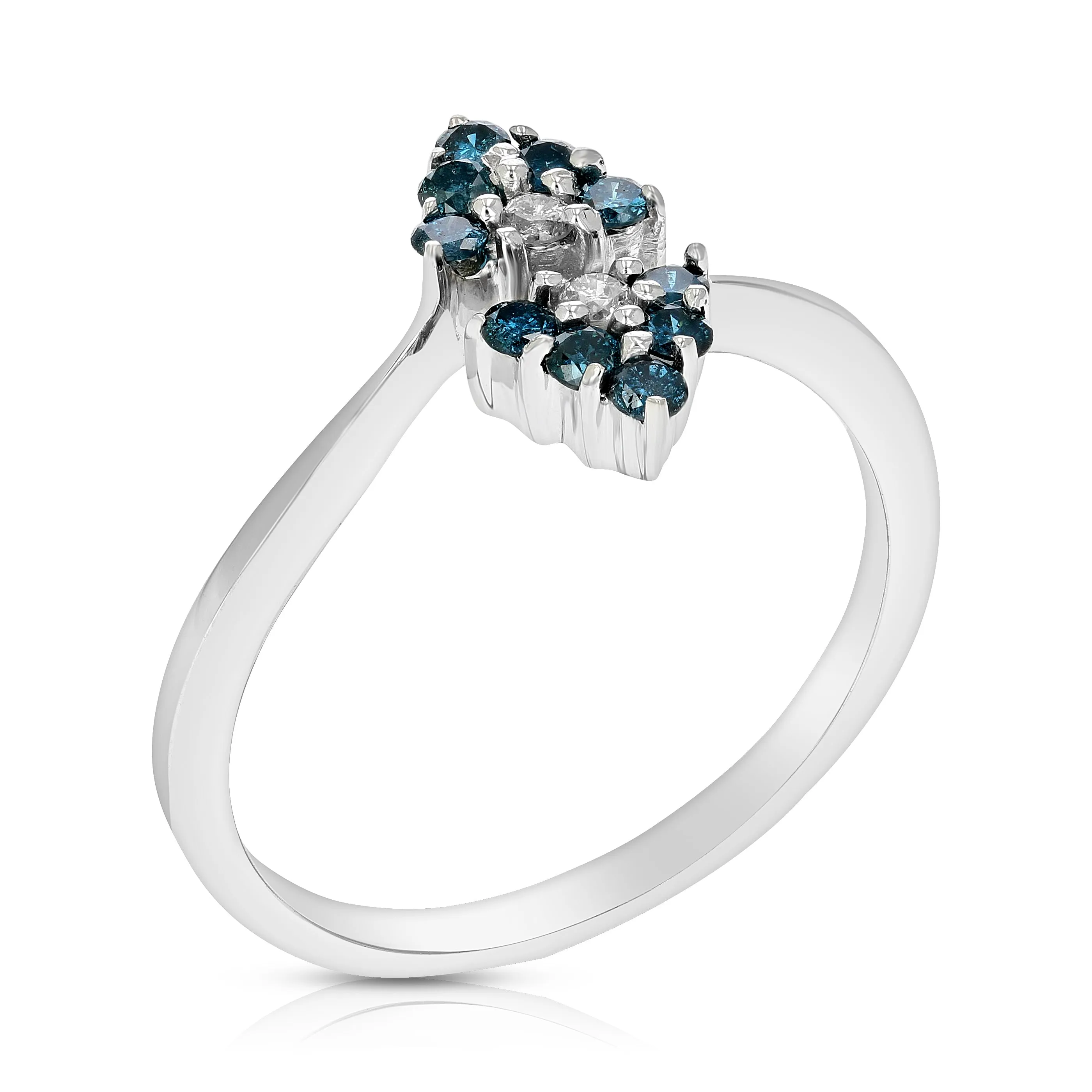 1/3 cttw Blue and White Diamond Fashion Ring in 10K White Gold
