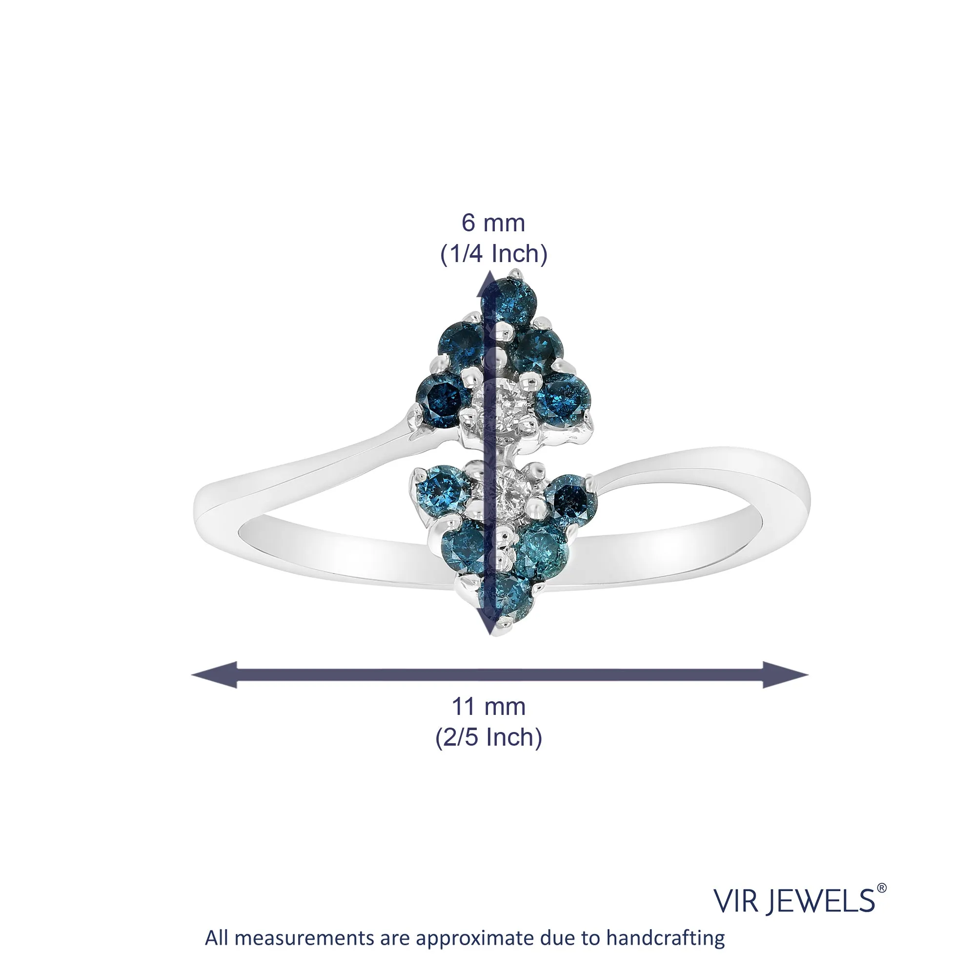 1/3 cttw Blue and White Diamond Fashion Ring in 10K White Gold