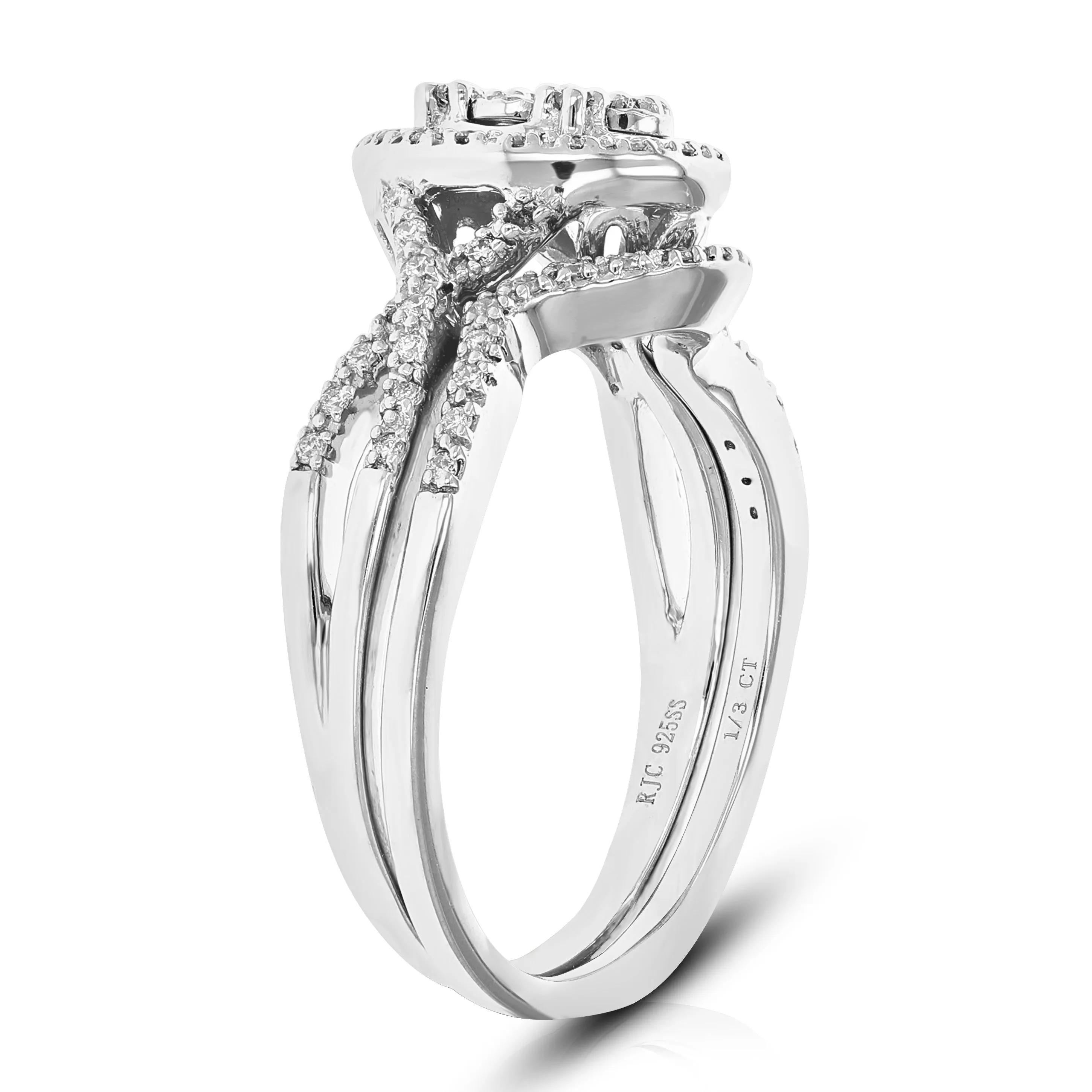 1/3 cttw Lab Grown Diamond Oval Bridal Ring Set Sterling Silver