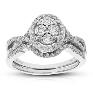 1/3 cttw Lab Grown Diamond Oval Bridal Ring Set Sterling Silver