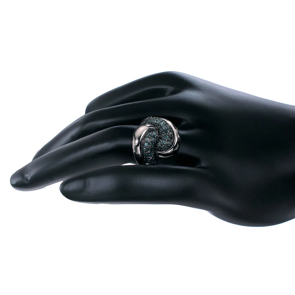 1.30 cttw Blue Diamond Statement Ring in Sterling Silver