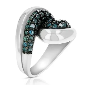 1.30 cttw Blue Diamond Statement Ring in Sterling Silver
