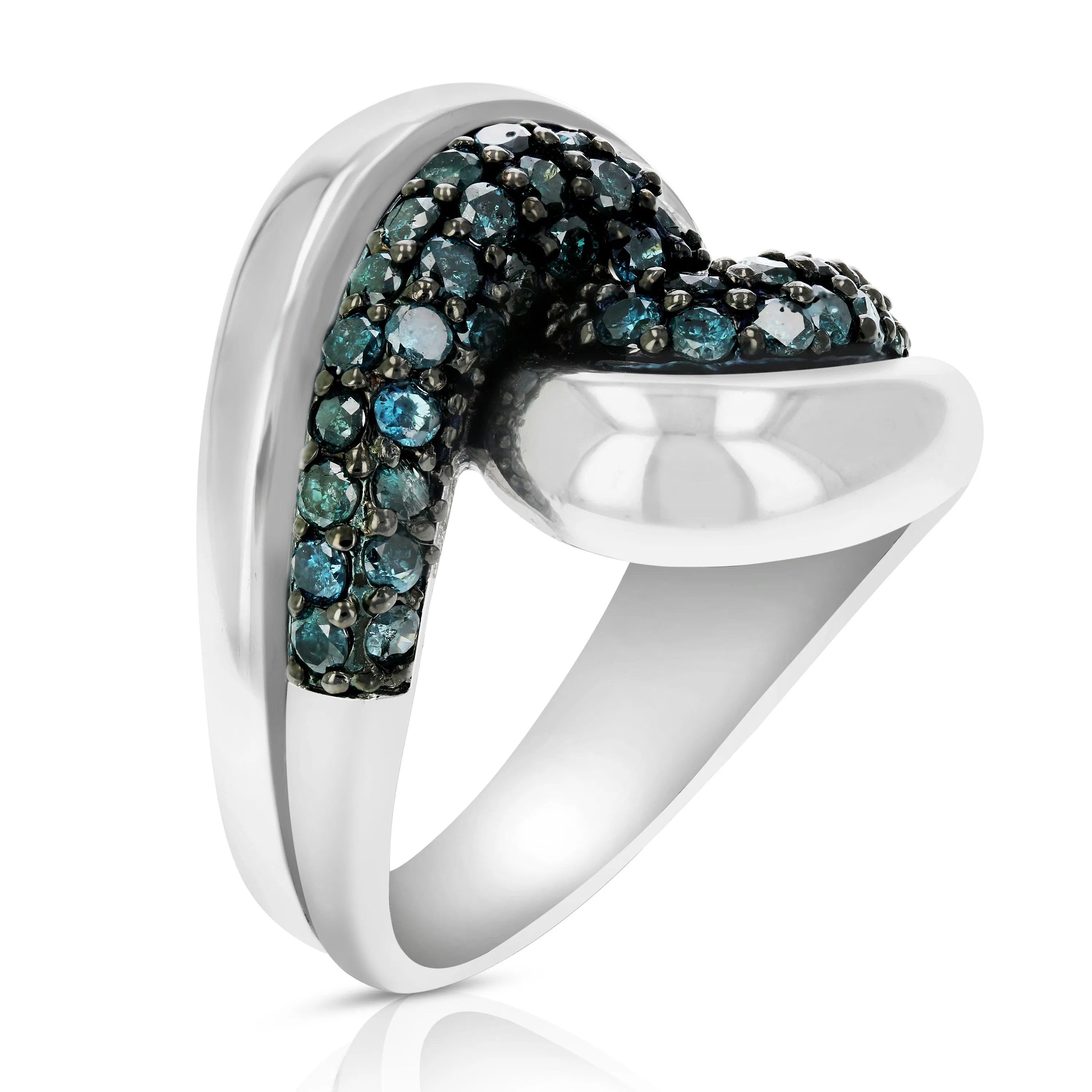 1.30 cttw Blue Diamond Statement Ring in Sterling Silver