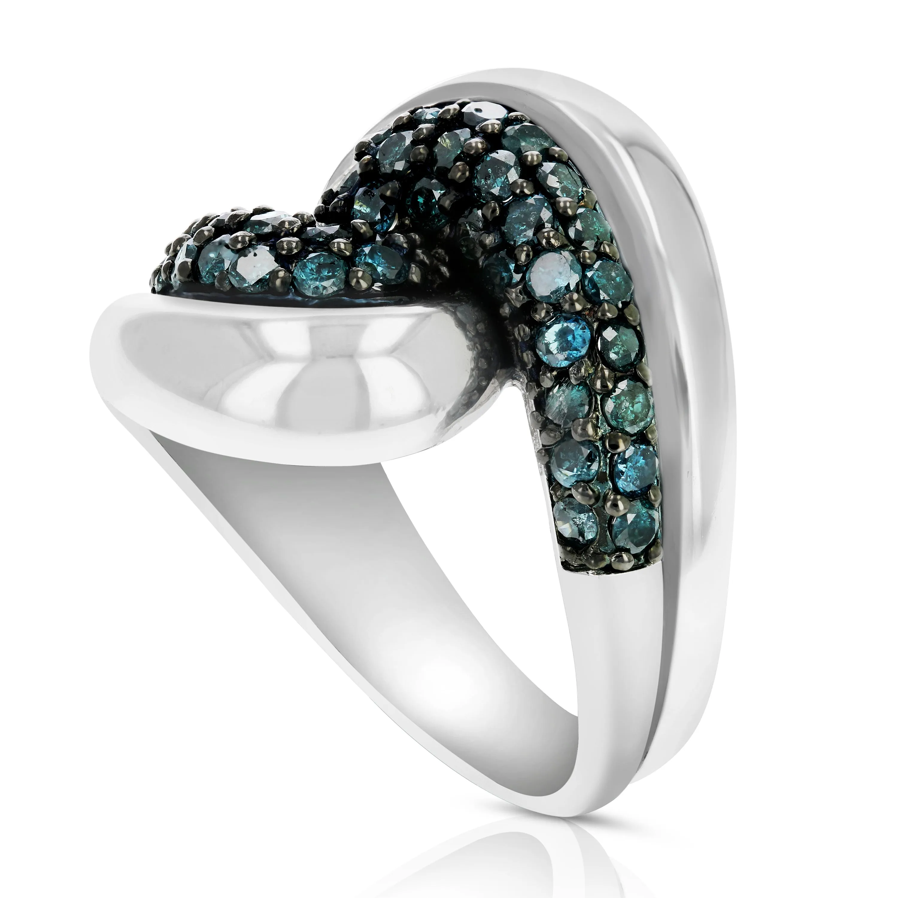 1.30 cttw Blue Diamond Statement Ring in Sterling Silver