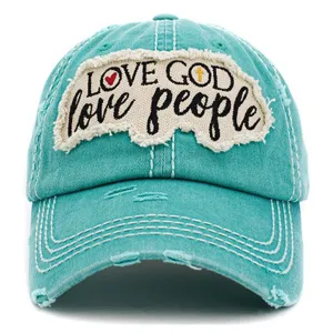 1401 - Love God Love People Hat - Turquoise