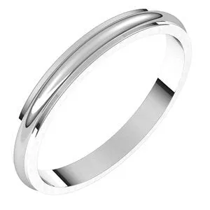 14K White 2.5 mm Half Round Edge Band Size 5
