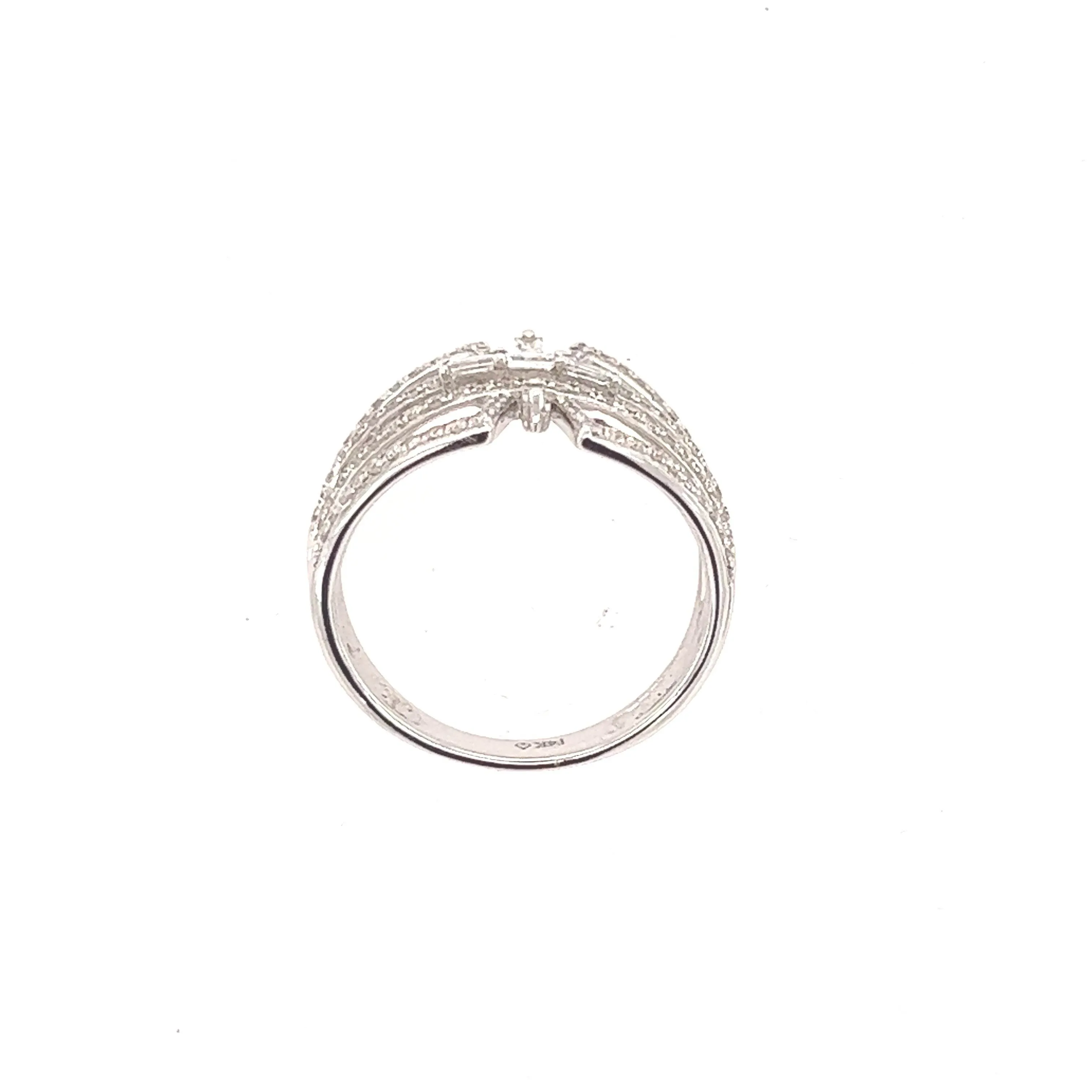 14K White Gold and Diamond Wide Fashion Ring Size 6 1/4 US