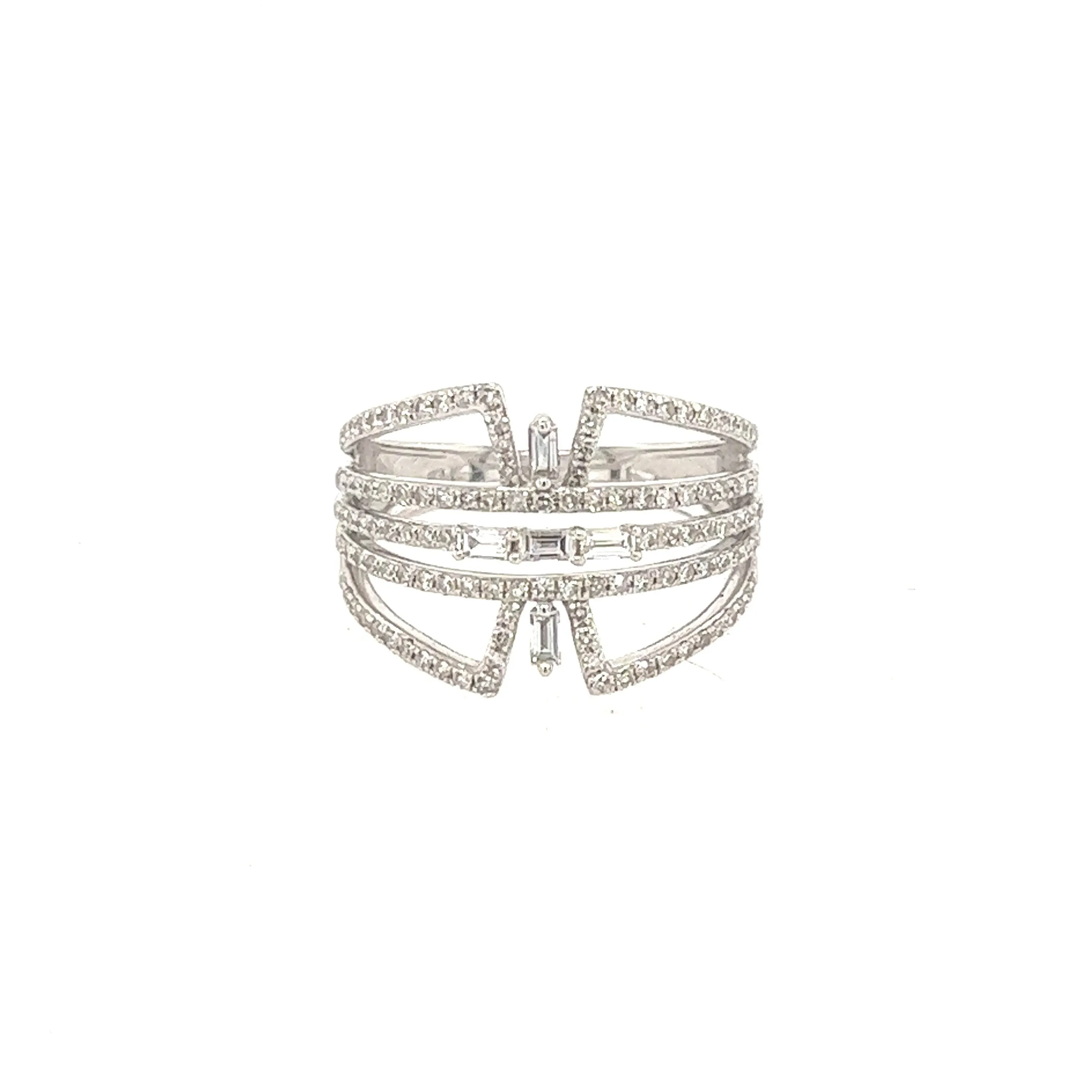14K White Gold and Diamond Wide Fashion Ring Size 6 1/4 US
