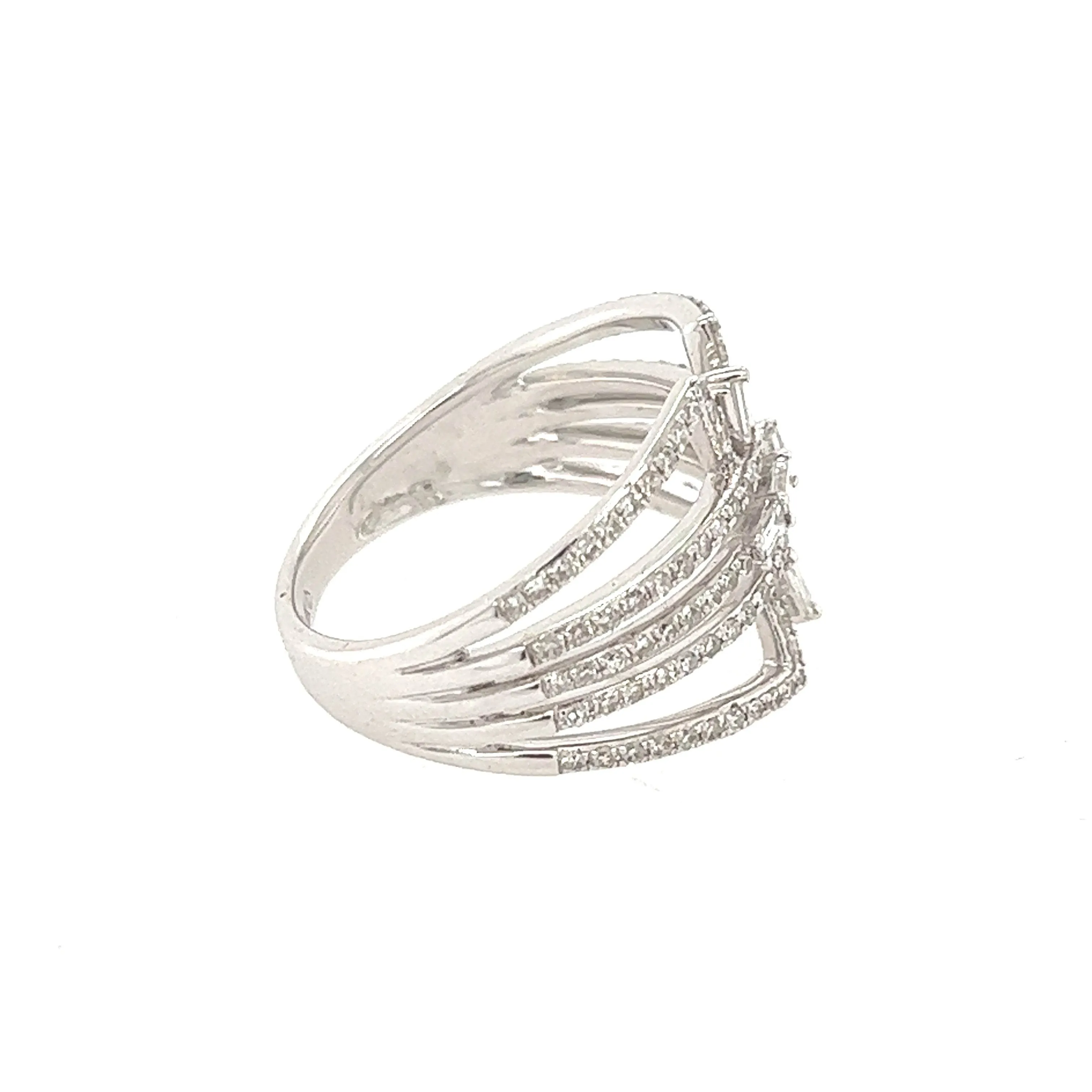 14K White Gold and Diamond Wide Fashion Ring Size 6 1/4 US
