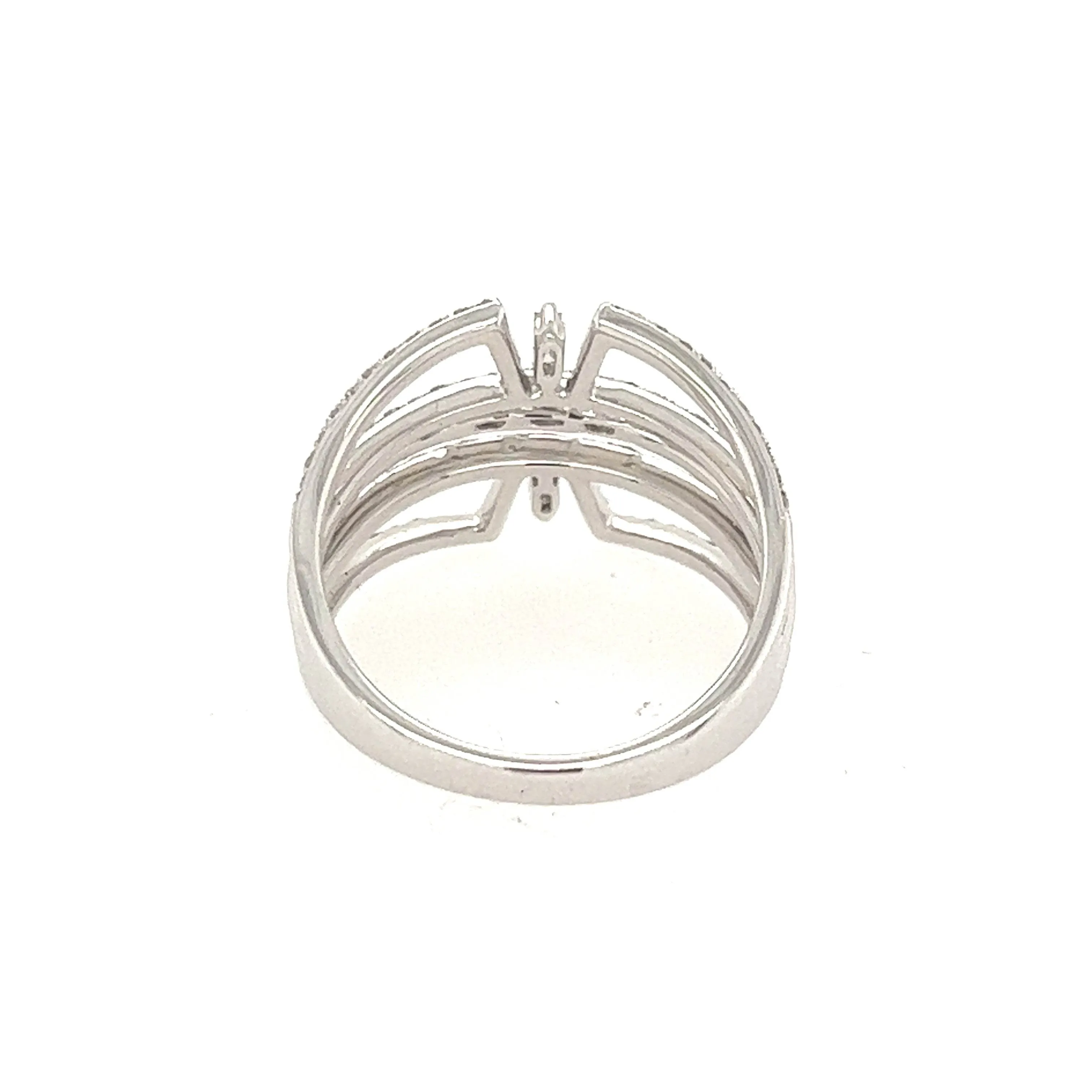14K White Gold and Diamond Wide Fashion Ring Size 6 1/4 US
