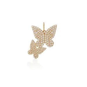 14KY Double Pave Butterfly Charm