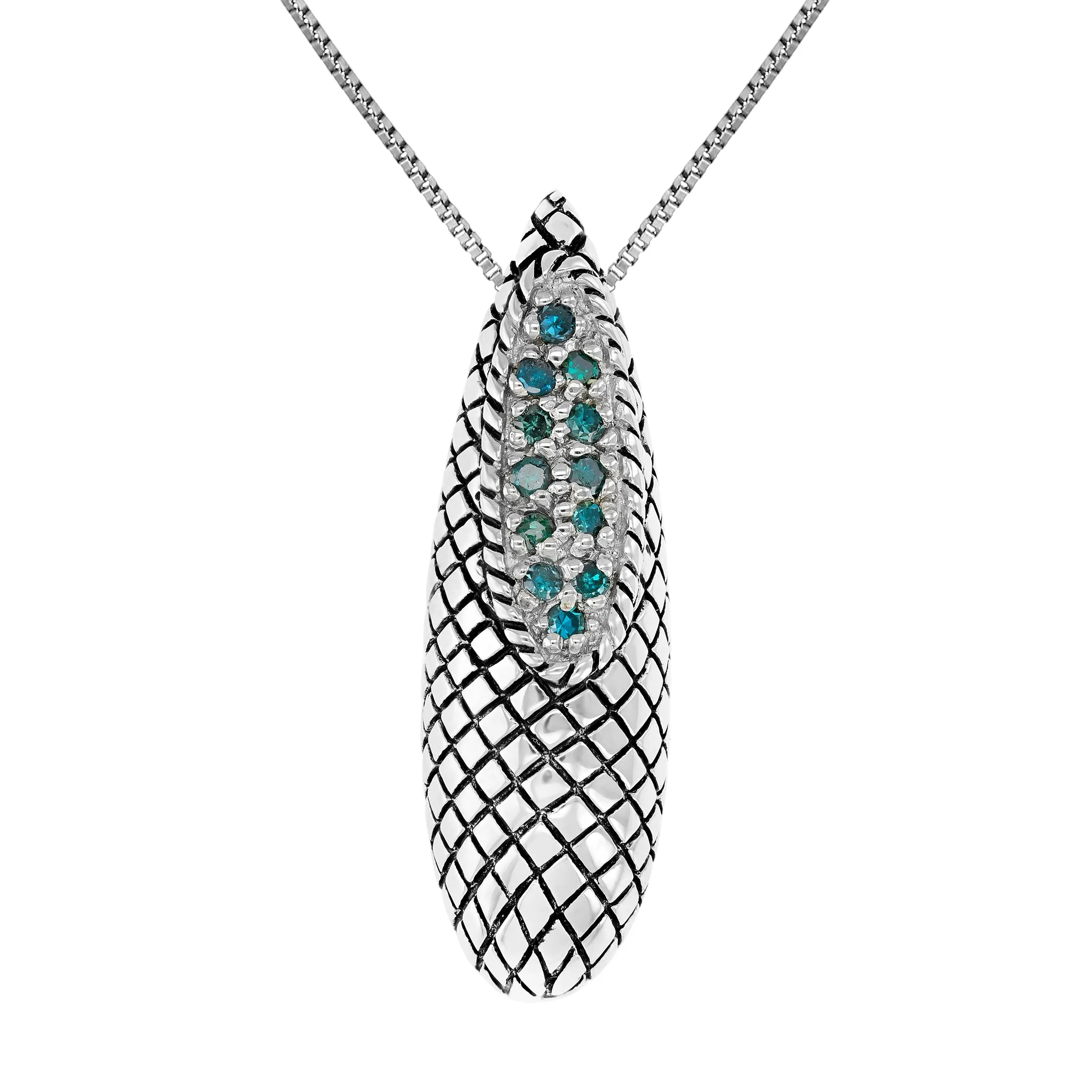 1/5 cttw Green Diamond Pendant Necklace in Silver