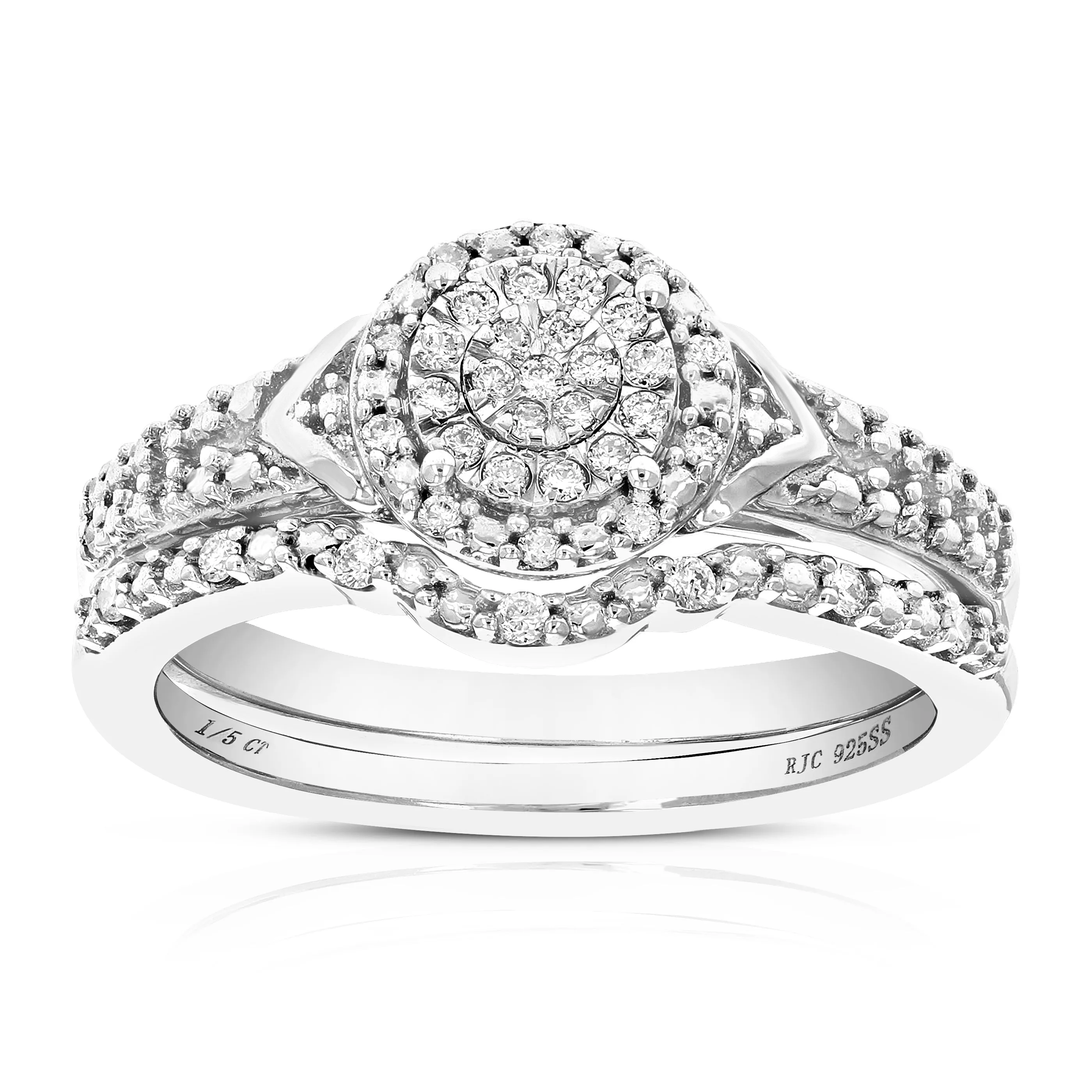 1/5 cttw Lab Grown Diamond Composite Bridal Ring Set in Sterling Silver