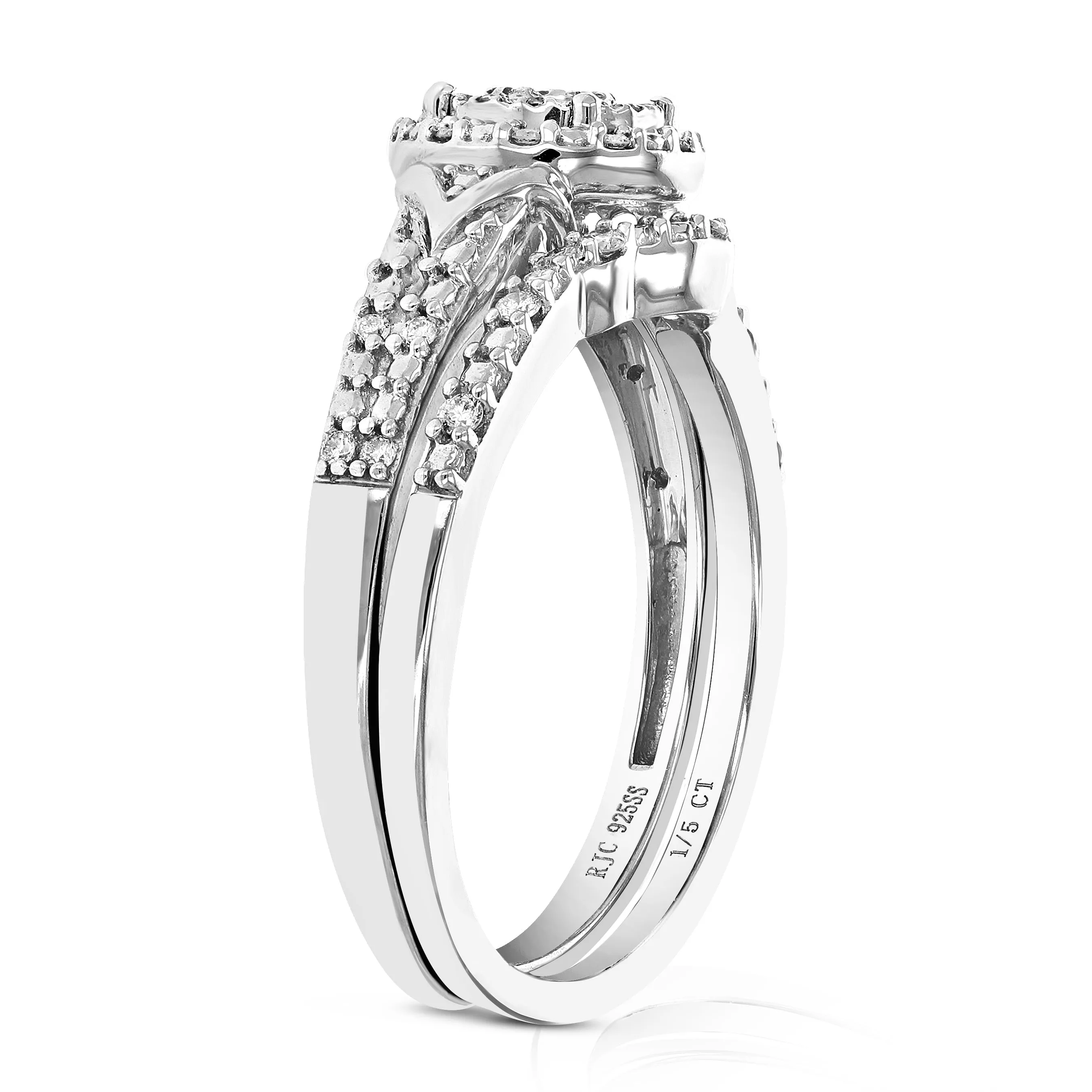 1/5 cttw Lab Grown Diamond Composite Bridal Ring Set in Sterling Silver