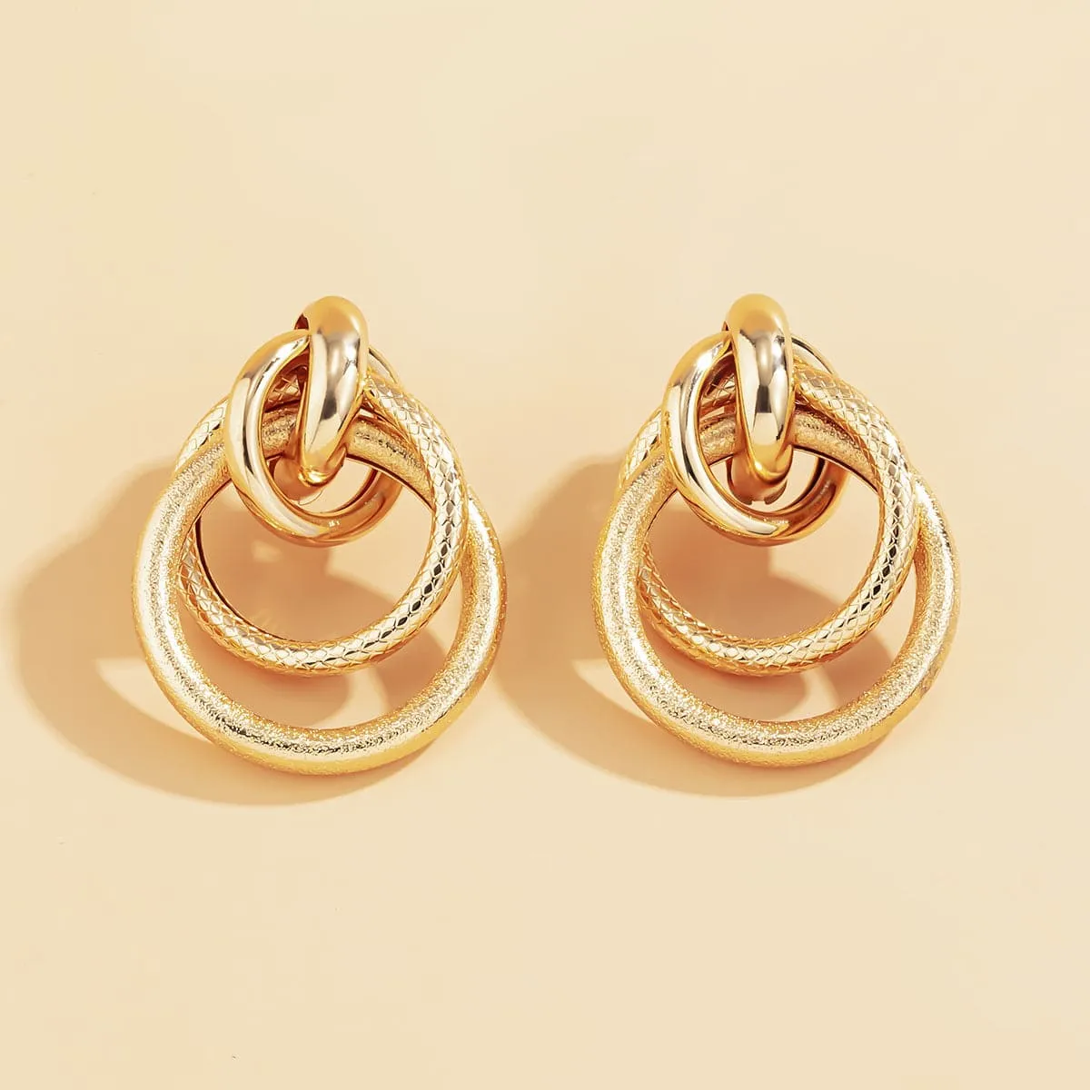 18K Gold-Plated Layered Circle Drop Earrings