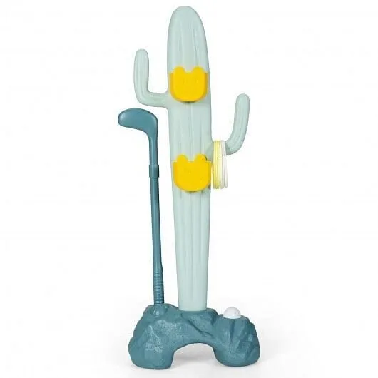 3-in-1 Cactus Toy Stand Sports Activity Center with Golf and Ring-Toss - Color:
