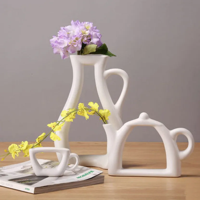 3 Shapes Vases Fashion Modern Style White Ceramic