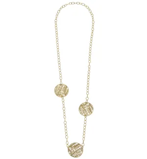 30" Handcast Gold Round Filigree Chain Necklace