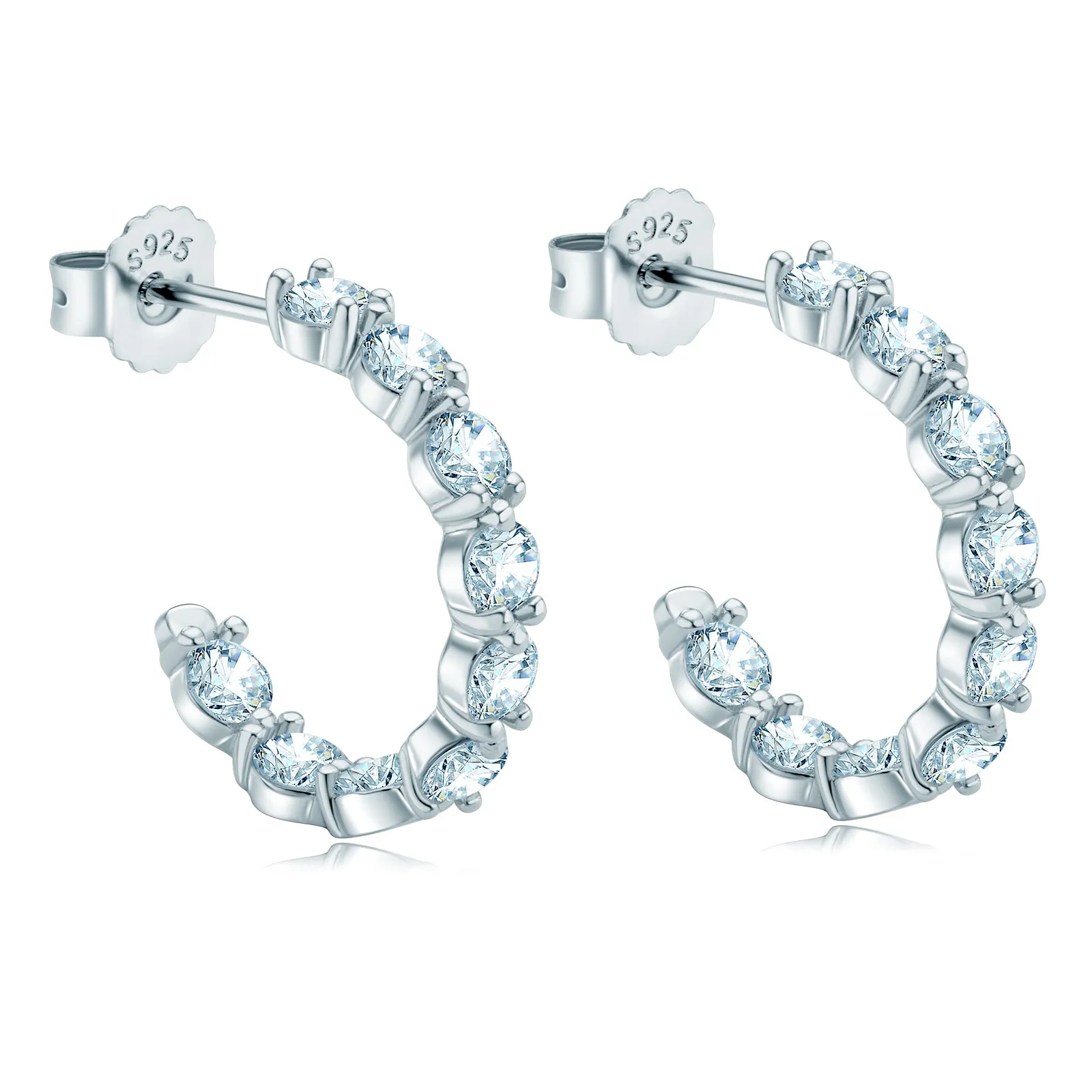 3mm Round Cut Moissanite Fashion Hoop Earrings