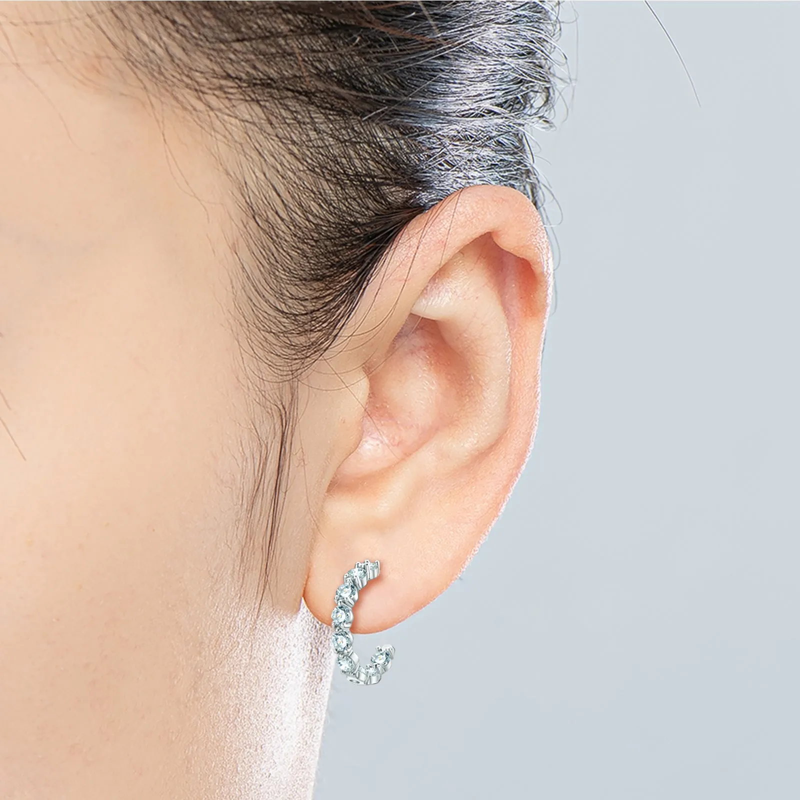 3mm Round Cut Moissanite Fashion Hoop Earrings