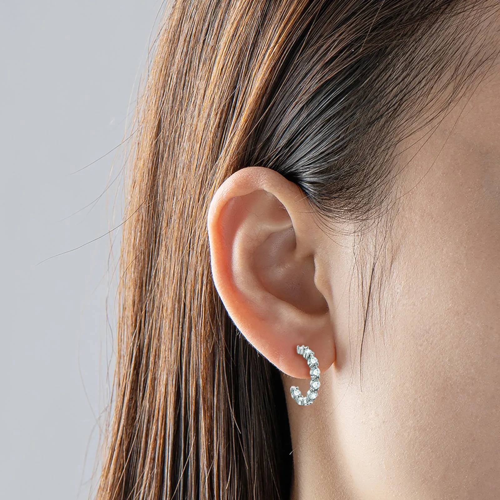 3mm Round Cut Moissanite Fashion Hoop Earrings