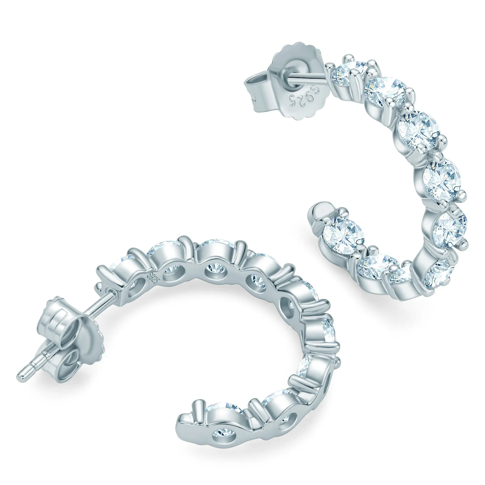 3mm Round Cut Moissanite Fashion Hoop Earrings