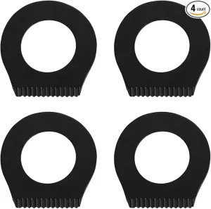 4PCS Outdoor Multifunctional Circular Scraper Camping Fire Starter Flint Stone Hanging Pendant Tooth Shaped Scraper for Survival Emergency Hunting Fishing Backpacking Black