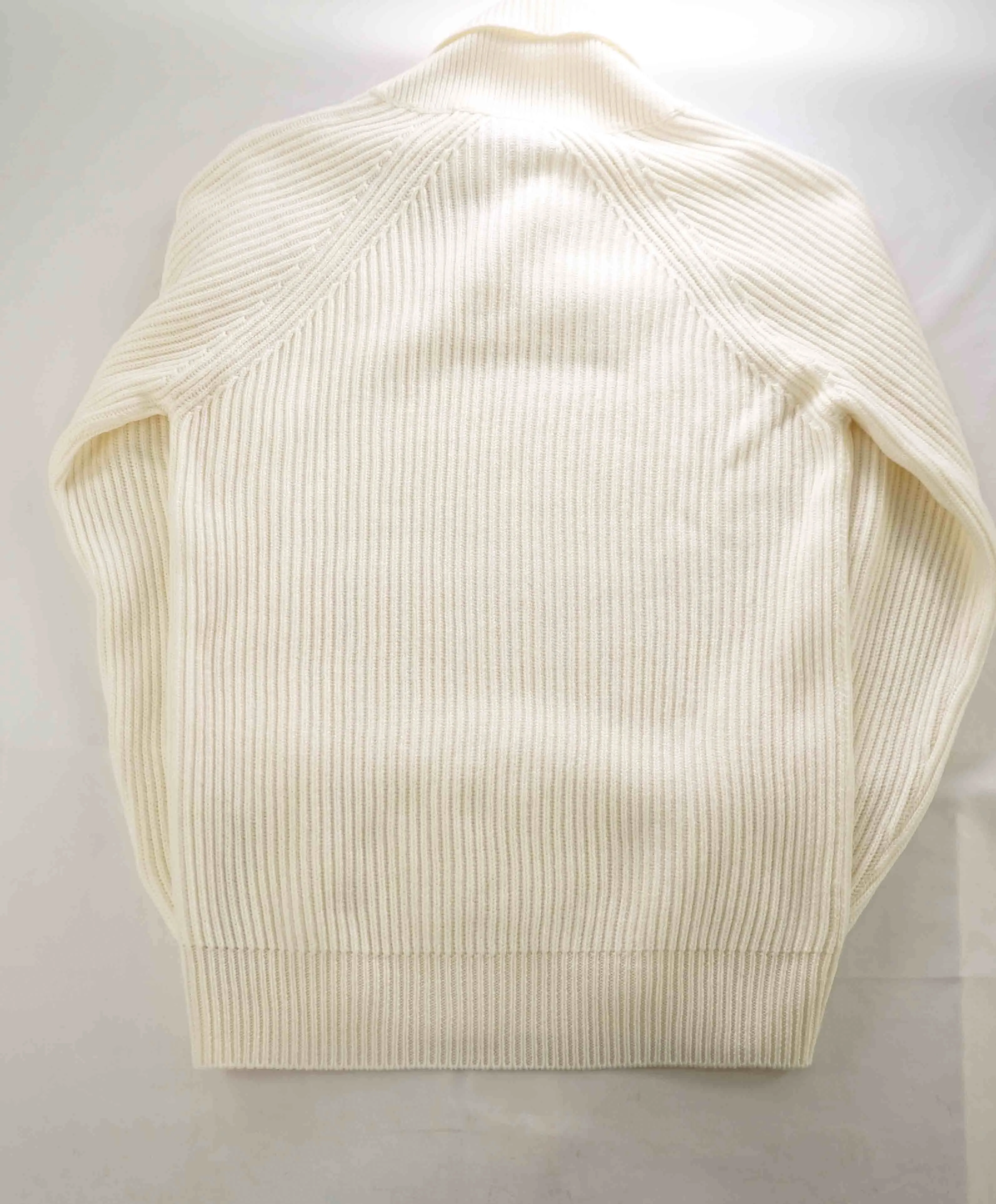 $645 ELEVENTY - Ivory *PURE WOOL Shawl Collar Pullover Ribbed Sweater - M