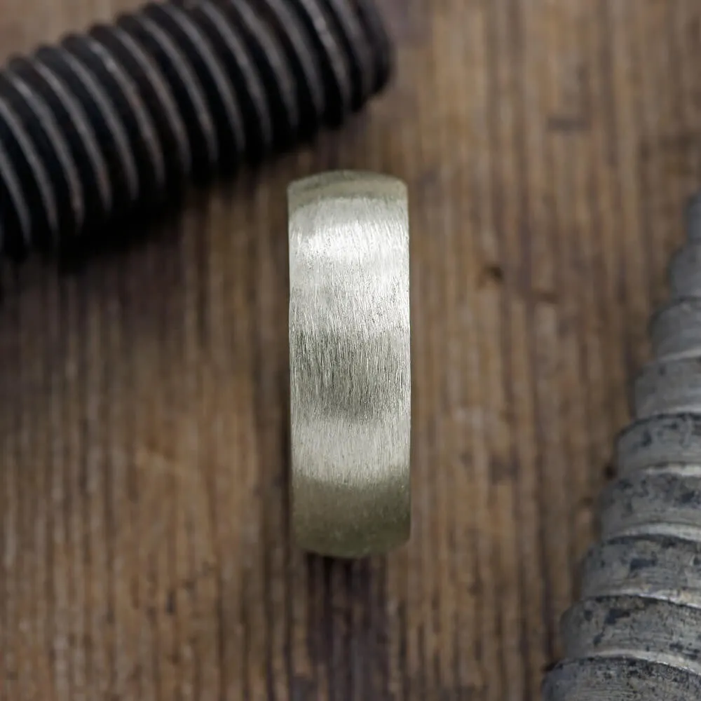 8mm 14k White Gold Mens Wedding Band, Half Round Matte Finish