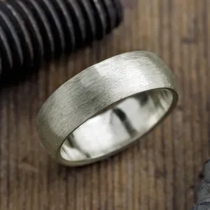 8mm 14k White Gold Mens Wedding Band, Half Round Matte Finish