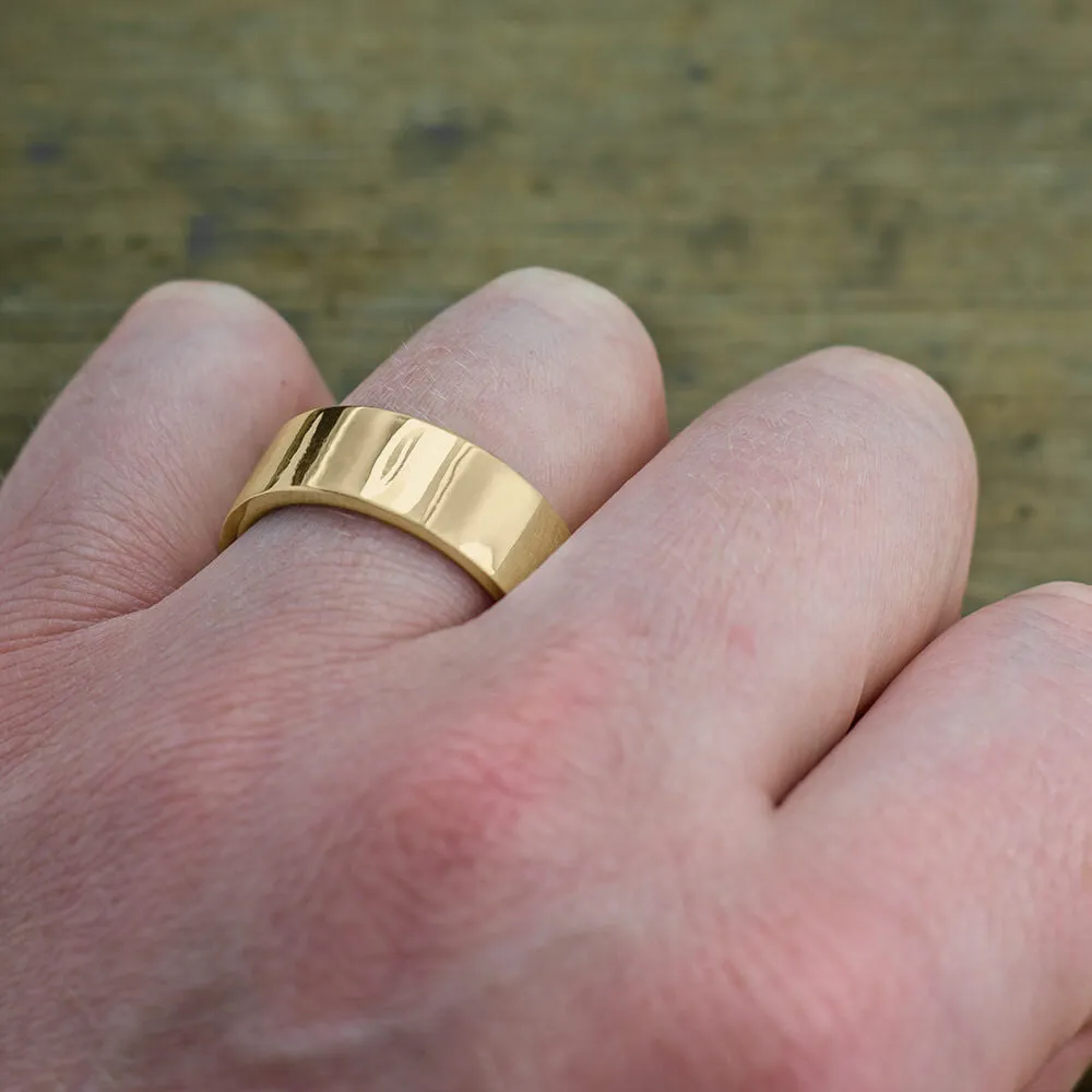8mm 14k Yellow Gold Comfort Fit Mens Wedding Band, High Polished
