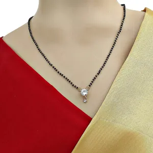 American Single Diamond Fancy Short Mangalsutra Designs Round Pendant Simple Black Beads Chain
