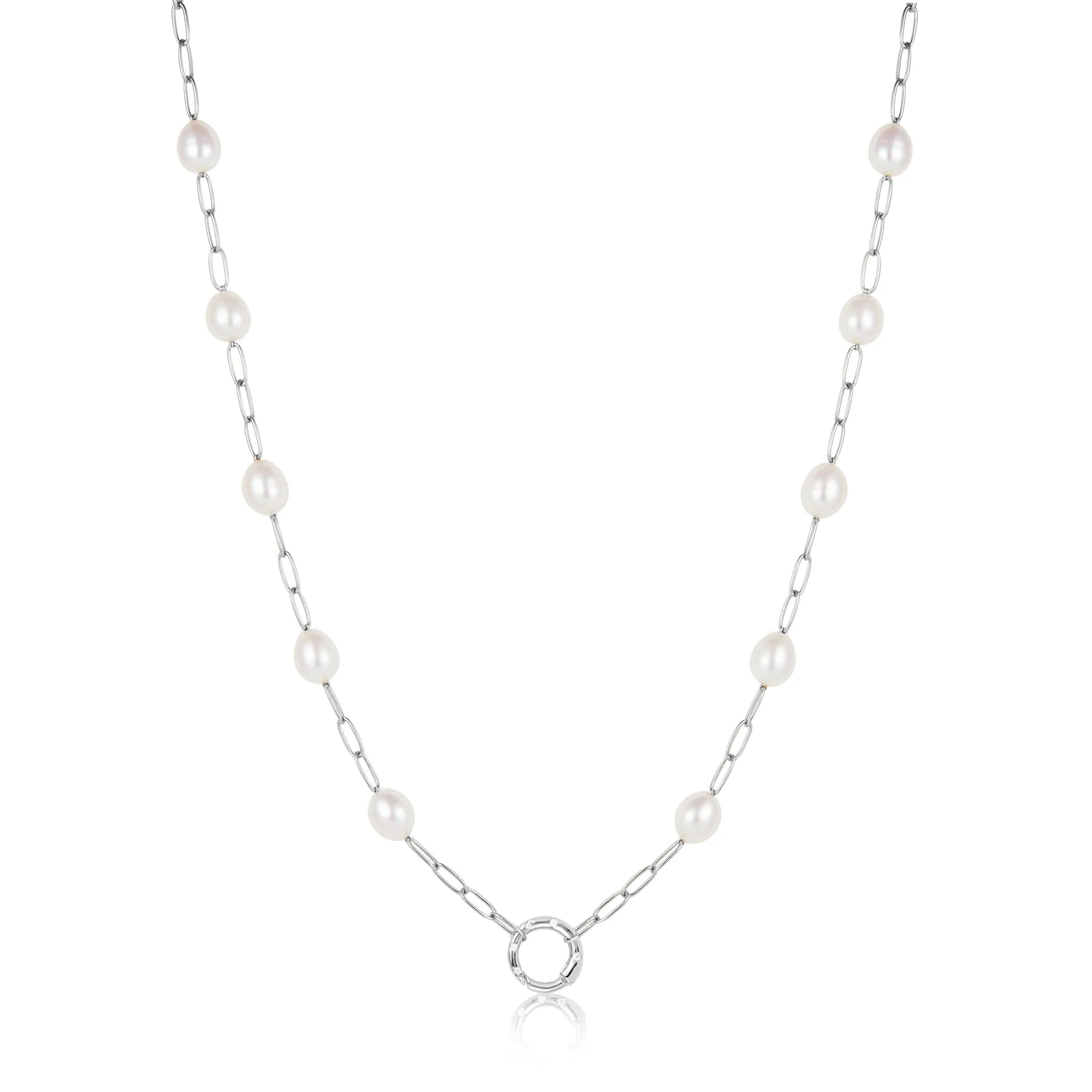 Ania Haie Silver Pearl Chain Charm Connector Necklace